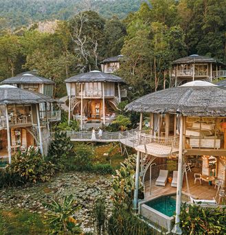 Außergewöhnliche Hotels: Mehrstöckige, luxuriöse Baumhäuser inmitten tropischer Vegetation